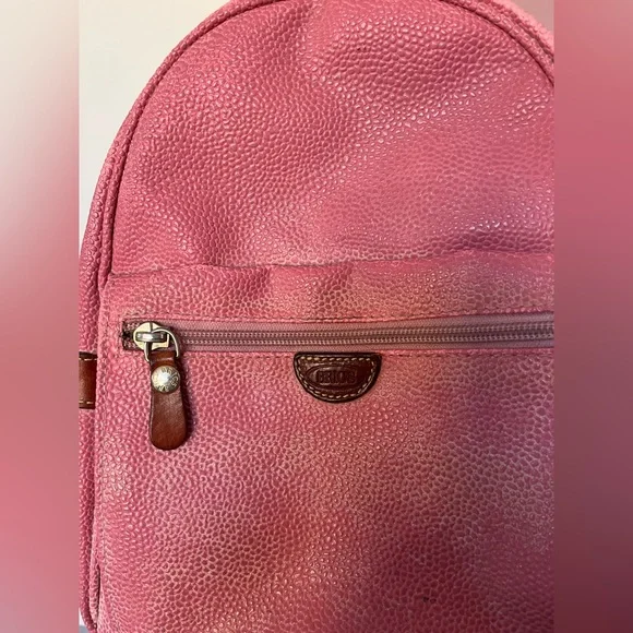 Pink leather backpack with brown accents by Bric display picture 1